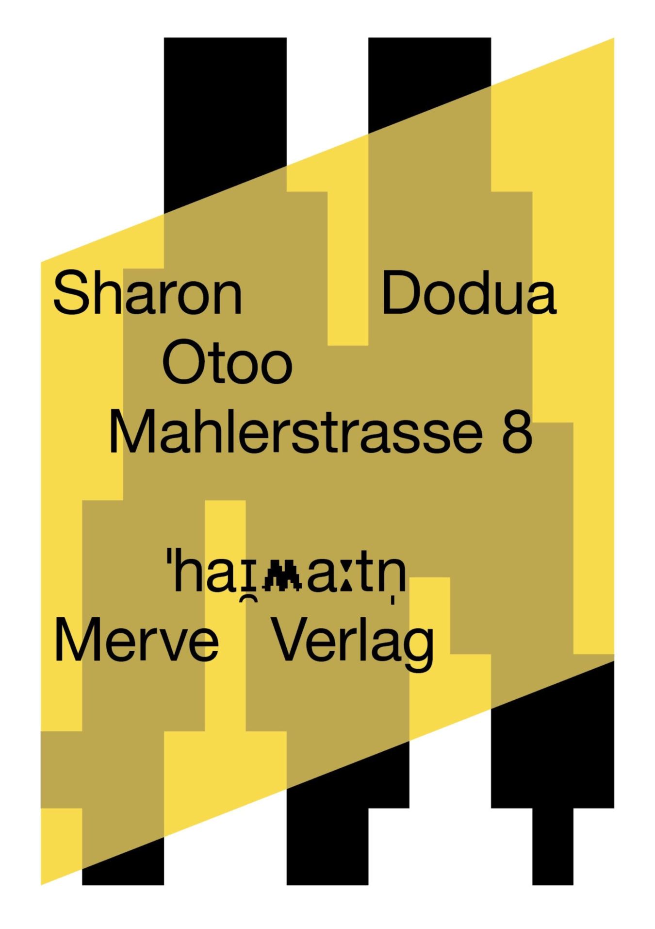 Buchcover: Sharon Dodua Otoo, Mahlerstrasse 8 (Merve, 2025), Design: Studio Daniel Rother nach Jochen Stankowski, Dresden
