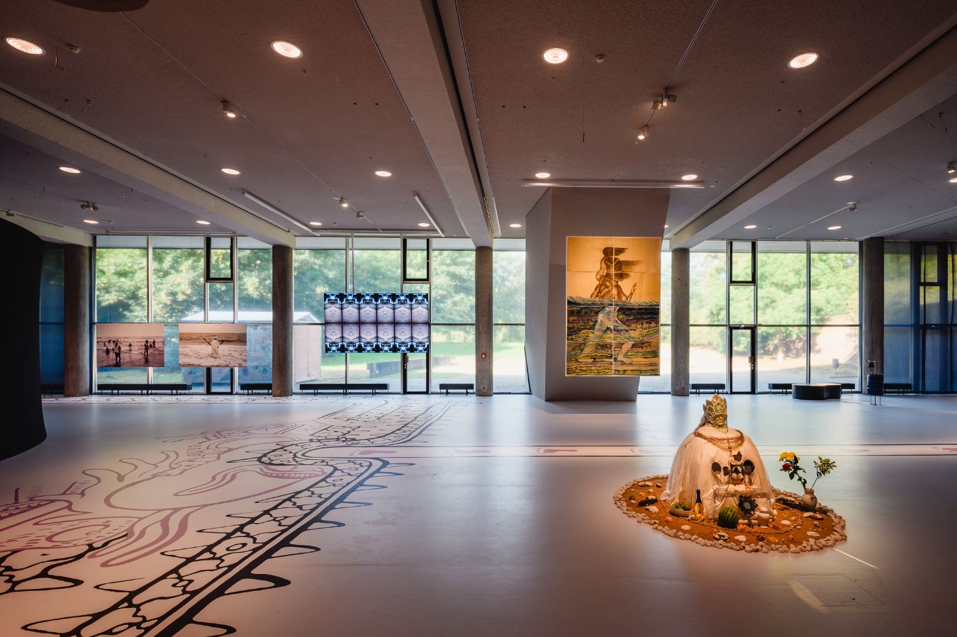 Exhibition view&nbsp;Forgive Us Our Trespasses / Vergib uns unsere Schuld&mdash;Of (Un)Real Frontiers, Of (Im)Moralities, and Other Transcendences,&nbsp;Haus der Kulturen der Welt (HKW), 2024
