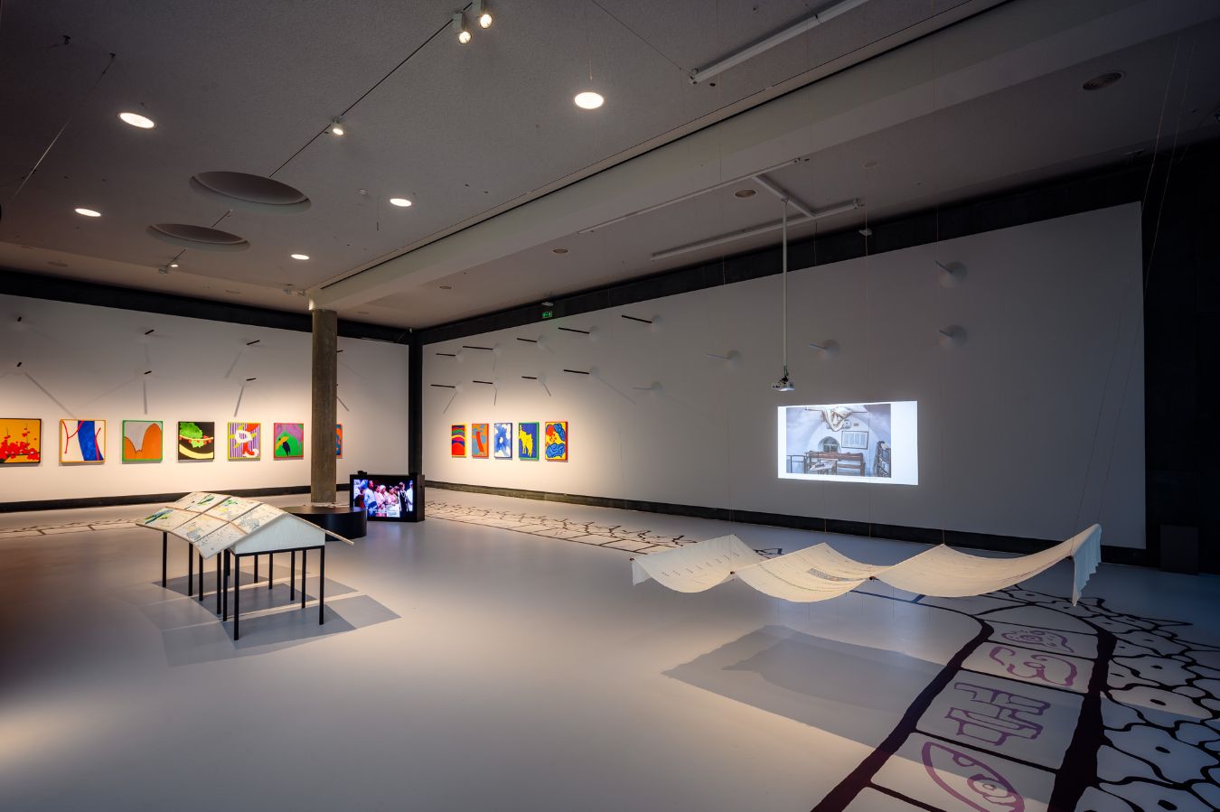 Exhibition view&nbsp;Forgive Us Our Trespasses / Vergib uns unsere Schuld&mdash;Of (Un)Real Frontiers, Of (Im)Moralities, and Other Transcendences,&nbsp;Mrinalini Mukherjee Halle, HKW, 2024
