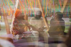 Panel and Reading with Vladimir Lucien andRhea Ramjohn, moderated by Dzekashu MacViban (Curator Literature and Oralture Practices), Haus der Kulturen der Welt (HKW), 26.8.2023.
