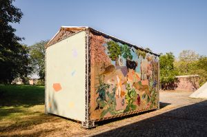 Antje Majewski and Olivier Guessel&eacute; Garai,&nbsp;In den Zelten&nbsp;(2024), installation, mixed media on canvas, dimensions vary
