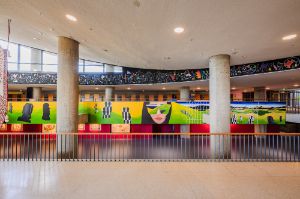 Idas Losin, In my world (2024&ndash;25), acrylic, 1.53 x 19.54 m, Sylvia Winter Foyer
