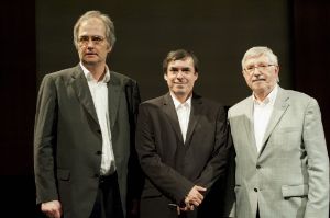 International Literature Award | 2009-2013. Award winners 2012: Ferdinand Leopold (translator), Mircea Cartarescu (author) and Gerhardt Csejka (translator) for "Der Körper"